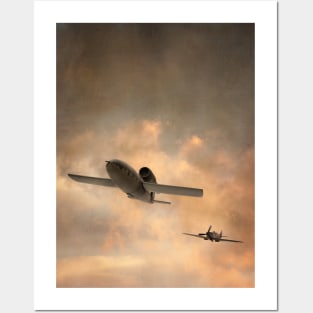 V1 flying bomb being chased by a Supermarine Spitfire Posters and Art